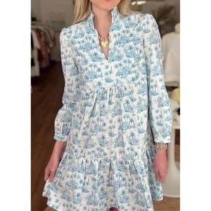 NEW SINCERELY OURS claire midi dress in blue toile